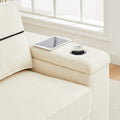 86.5 Inch Sofa Couch Deep Seat Sofa With Two Storage Spaces, T Pyce Charging Portsusb Charging Ports & 2 Cup ,Corduroy 3 Seater Couch, Modern Sofas For Living Room Beige Foam Corduroy 3 Seat
