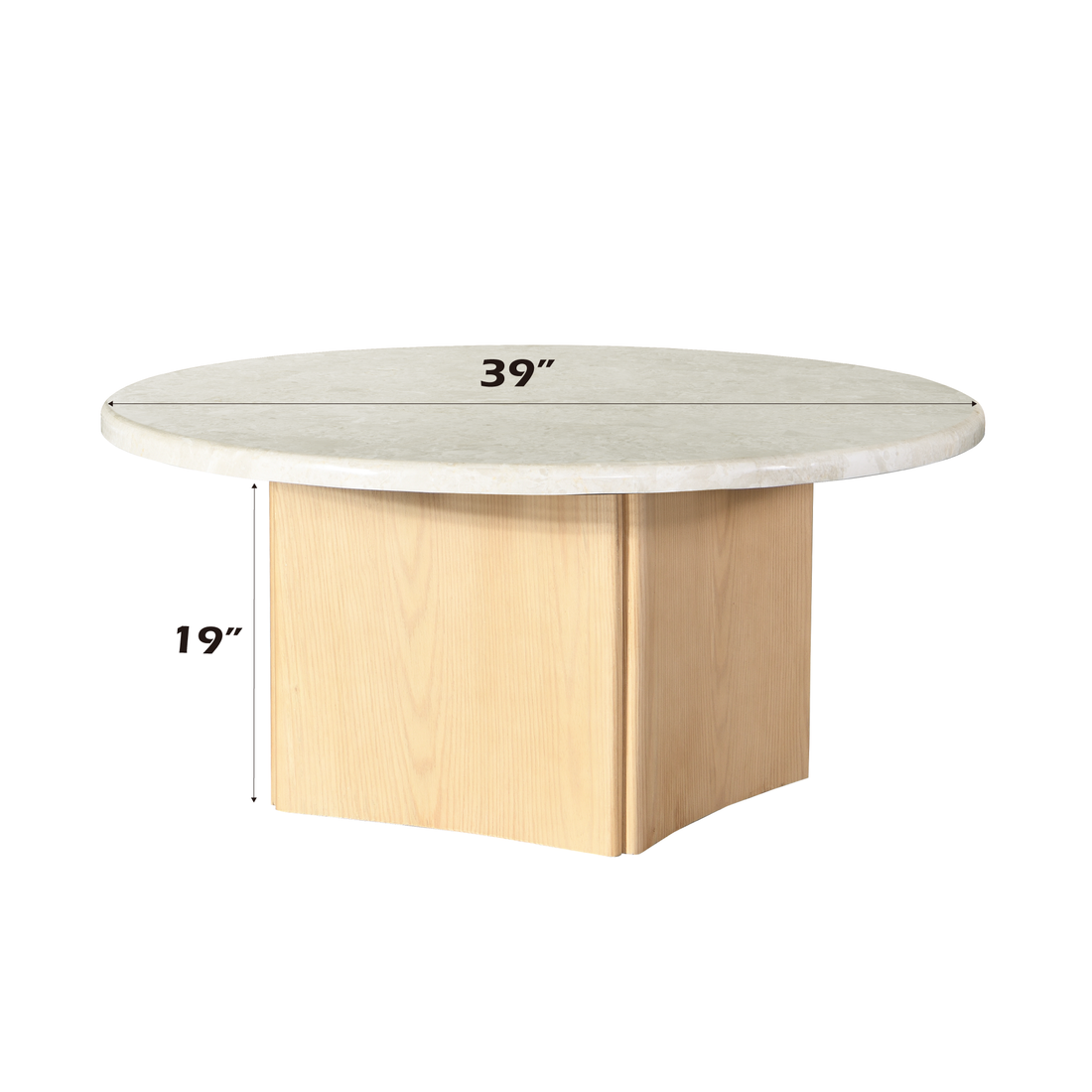 Qwin Coffee Table, Marble Top & Oak Finish Lv03005 White Natural Solid Wood Mdf Resin