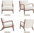 Accent Chair Living Room Chair Lambswool Accent Chair With Arms Chairs For Bedroom,Office,Apartment,Chairs Reading White Wood