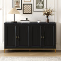 Modern Sideboard With Extra Large Storage Space With Metal Handles And Support Legs For Living Room And Dining Room Black Black Mdf