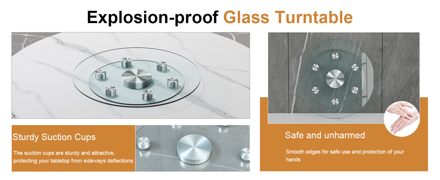 Double Layer Rotatable Round Glass.The Rotatable Design Makes It More Convenient To Retrieve And Place Items.The Upper Glass Has A Diameter Of 20 Inches, While The Lower Glass15 Inches. Transparent Glass