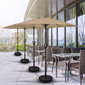 9' Patio Umbrella Outdoor Table Market Yard Umbrella With Push Button Tilt Crank Tan Stainless Steel