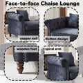 81 Inch Chenille Face To Face Chaise Lounge With Two Pillows,Nailhead Trim,Button Tufted Design And Rolled Arms For Lounge, Living Room And Office Blue Chenille 1 Seat