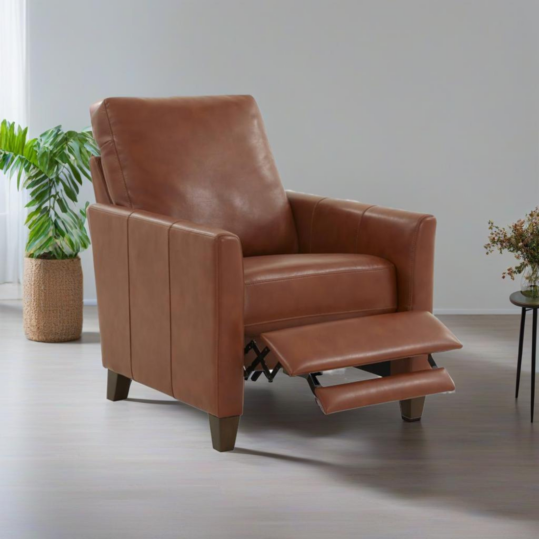 Pablo Caramel Faux Leather Modern Recliner Caramel Foam Faux Leather