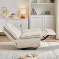 Video 360 Degree Corduroy Swivel Upholstered Manual Recliner Chair,Theater Recliner Sofa,Nursery Glider Rocker For Living Room Beige Corduroy