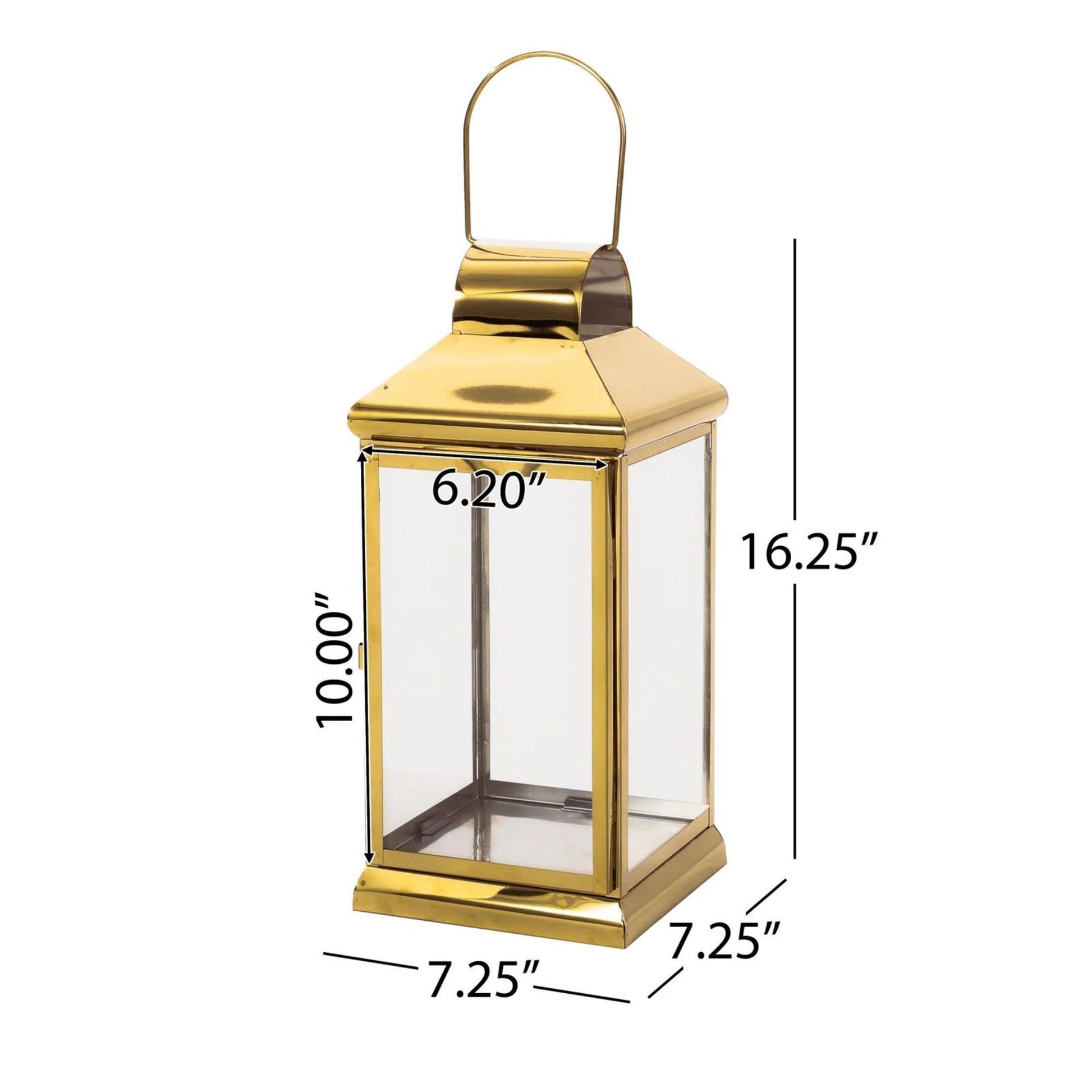 Walter 16"H Stainless Steel Lantern Gold Stainless Steel