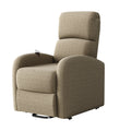 The Sandy Recliner Chair Tan Polyester Power Remote Wood Soft Cushion Back Push Button Fiber Foam Pads Polyester