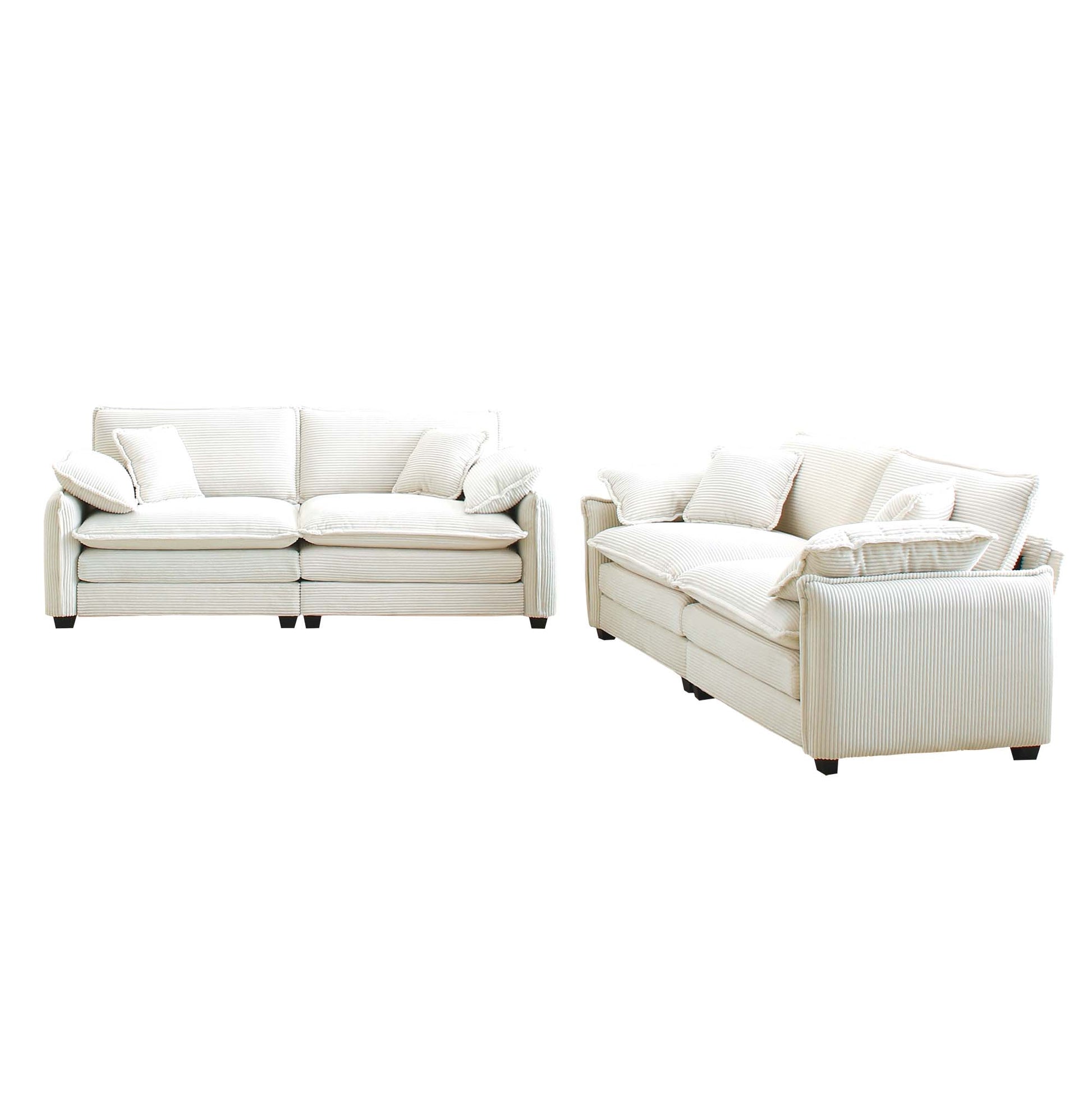 Modern Living Room Sofa Two Piece Set, Suitable For Living Room And Bedroom Sofa Set, Consists Of Two Pieces Of 2 Seater Sofa,Beige Corduroy Beige Corduroy 4 Seat