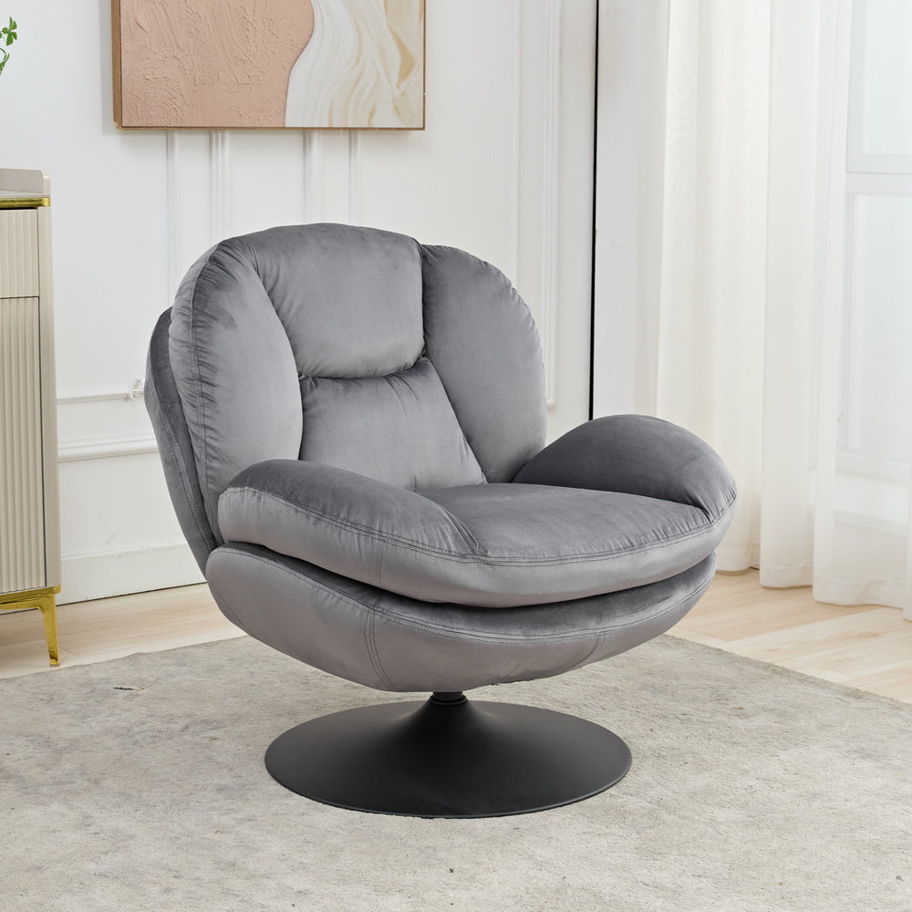 39A Rocking And Swivel Leisure Chair Lounge Chair Velvet Grey Color With Ottoman Grey Velvet