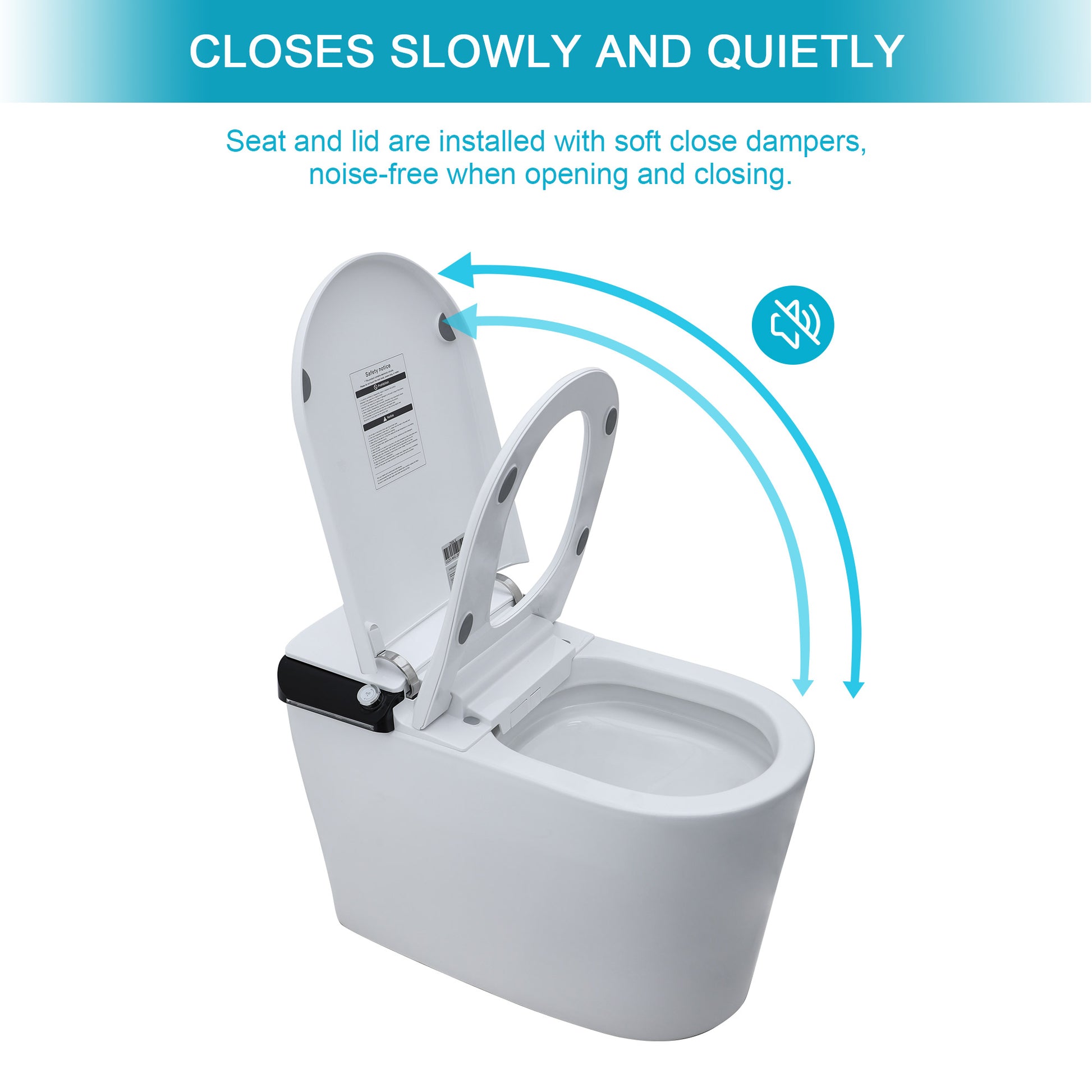 Smart Toilet With Bidet Built In, Auto Open & Close, Elongated Heated Seat, Foot Sensor Flush, Led Display, Warm Water Wash, Dryer, Night Light White Ceramic