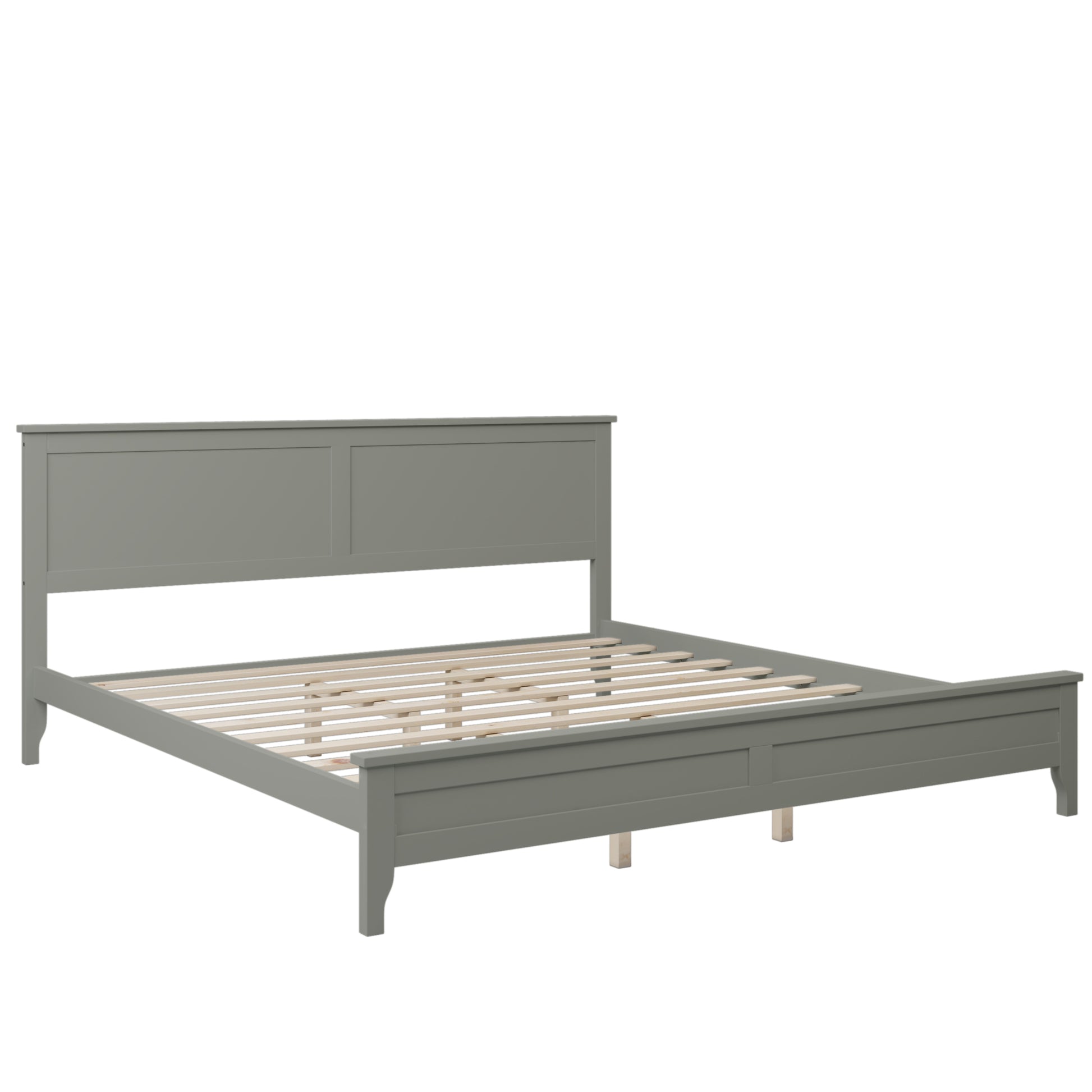 Modern Gray Solid Wood King Platform Bed Old Sku:Wf283526Aae King Gray Solid Wood