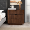 Lola Walnut Nightstand 3 Drawer Brown,Walnut Brown 3 Drawers Bedroom Bedside Cabinet Mid Century Modern Solid Wood Walnut Finish Solid Wood