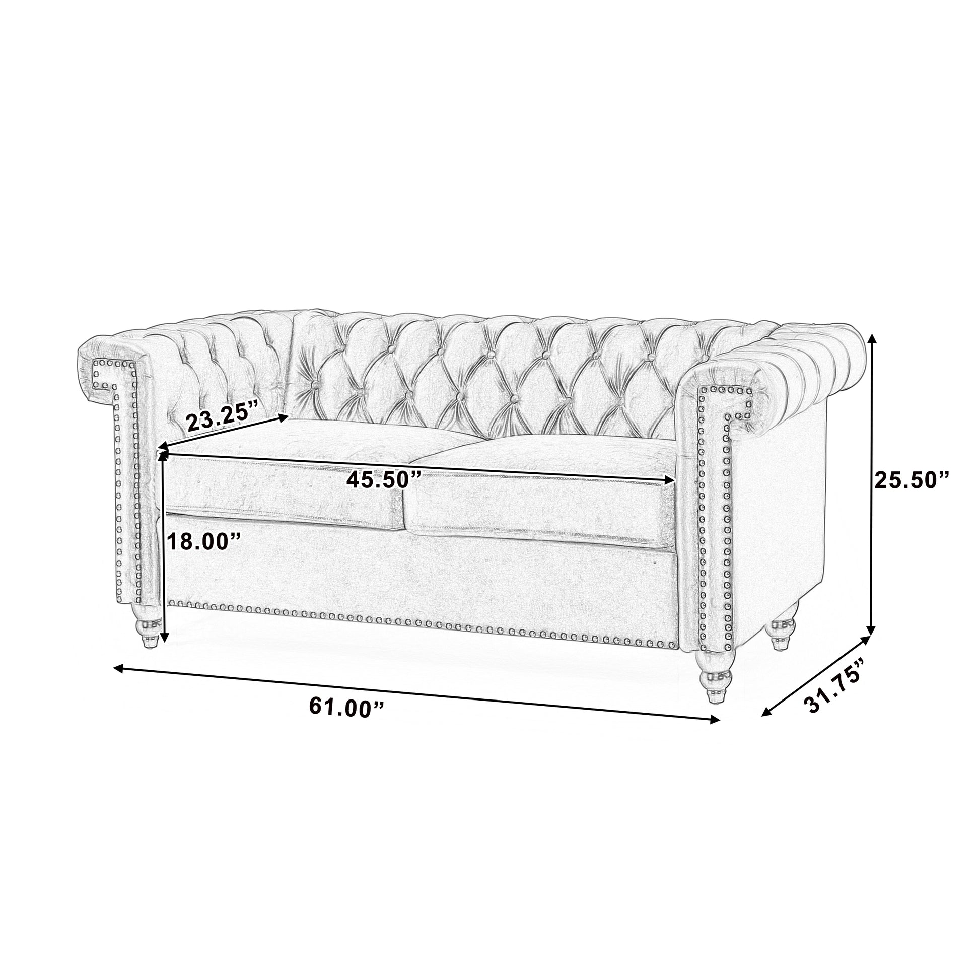 Seat Black Velvet 2 Seat