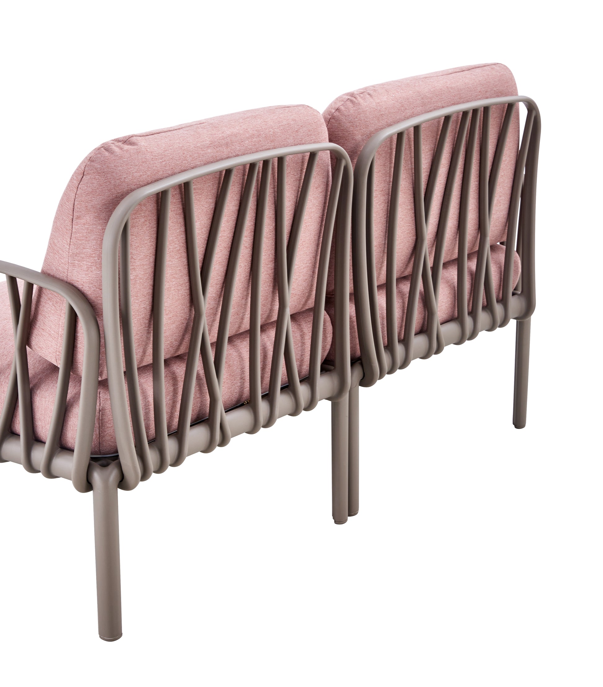 Patio Indoor Outdoor Garden Twin Sofa Armchairs Plastic With Soft Cushion Weather Waterproof Chair Sectional Furniture For Balcony Garden Pool Lawn Backyard Morden Design Sitting Room Seat Sofa Pink Fabric Plastic