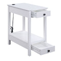 White Storage Accent Table With Usb White White Primary Living Space Modern Drawers Rectangular Wood
