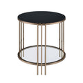 Abisha End Table, Sintered Stone & Champagne Finish Lv02816 Black,Champagne Metal Stone