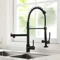 Commercial Kitchen Faucet Pull Down Sprayer Black And Nickel,Single Handle Kitchen Sink Faucet Black Kitchen Contemporary Ceramic Brass