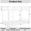 Metal Twin Over Twin Bunk Bed Heavy Duty Sturdy Metal Noise Reduced Safety Guardrail No Box Spring Needed,White Twin White Metal Metal