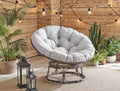 Francis Outdoor Moon Chair With Light Grey Cushion Light Grey Solid Surface