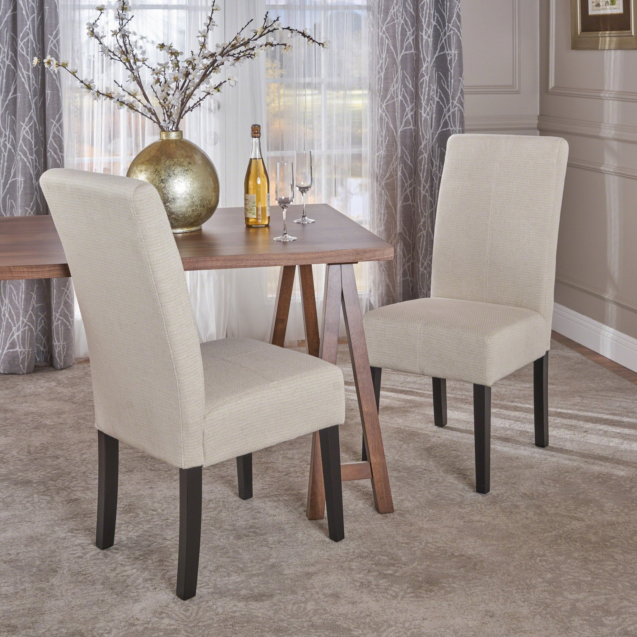 Pertica Kd Dining Chair Set Of 2 Beige Fabric