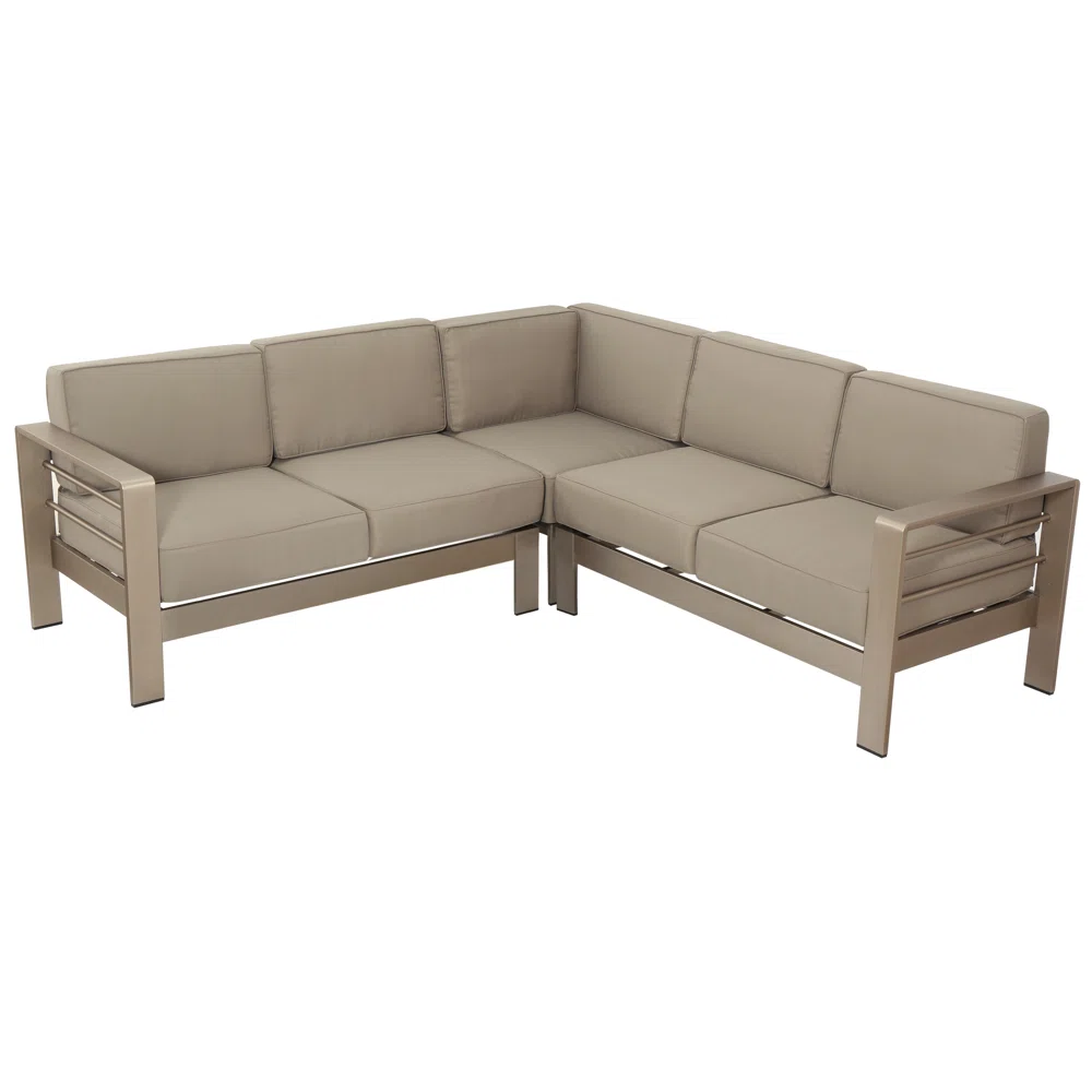 Cape Coral Outdoor Aluminum Sectional Sofa Set Khaki Aluminium