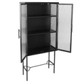 Elegant Floor Cabinet With 2 Tampered Glass Doors Living Room Display Cabinet With Adjustable Shelves Anti Tip Dust Free Easy Assembly Black Color Black Steel