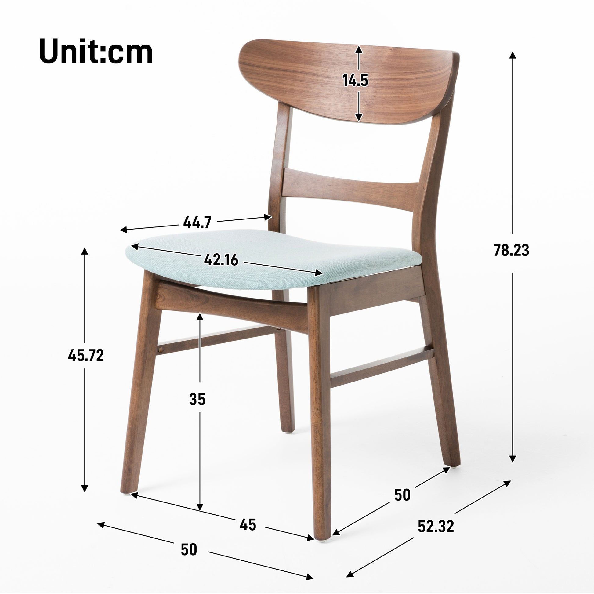 2 Pieces Dining Chairs, Solid Wood, Mint Mint Fabric