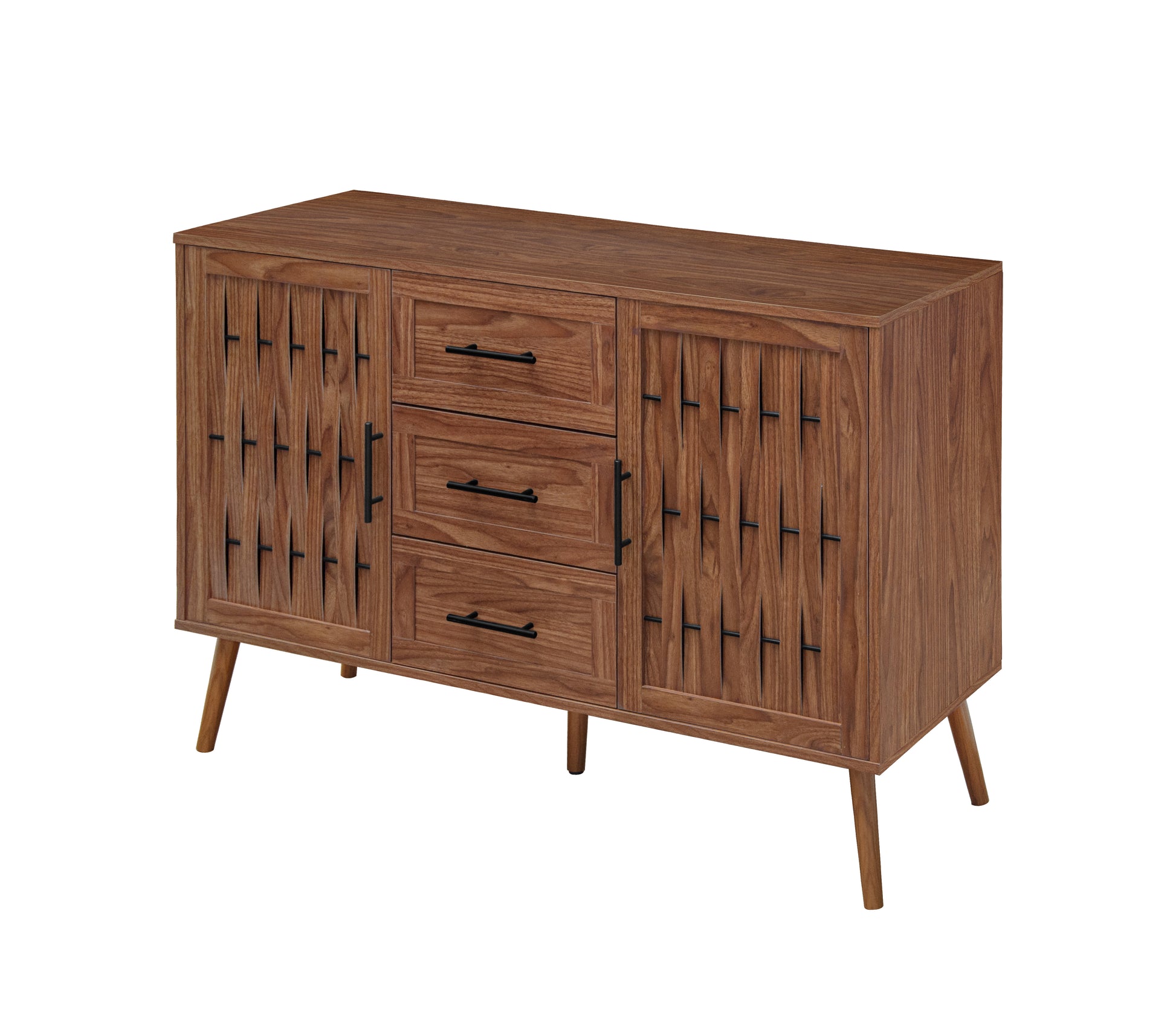 2 Door 3 Drawer Cabinet, Accent Storage Cabinet, Suitable For Living Room, Bedroom, Dining Room, Study Walnut Mdf