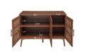 3 Door Cabinet, Accent Storage Cabinet, Suitable For Living Room, Bedroom, Dining Room, Study Walnut Mdf