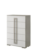 Olivia Contemporary Style 5 Drawer Chest Made With Wood In White White Bedroom Contemporary Solid Wood Mdf Wood