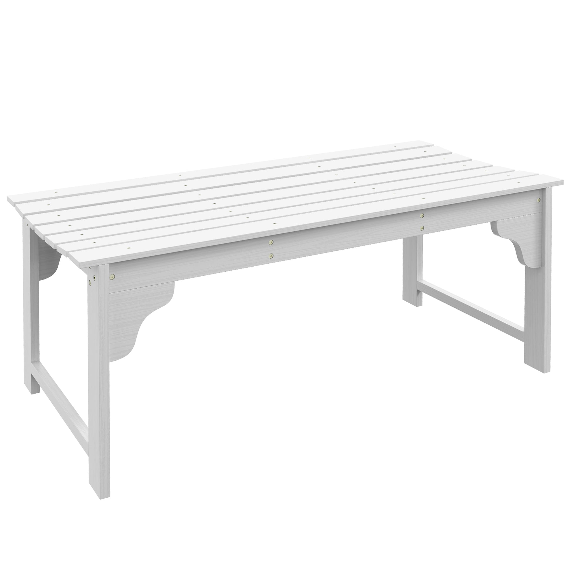 Outsunny Wooden Garden Bench, Outdoor Park Bench With Slatted Seat, Backless Front Porch Bench With Curved Seat For Conservatory, Garden, Poolside, Deck, White White Wood