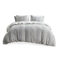 3 Piece Cotton Jacquard Duvet Cover Set King Gray Cotton