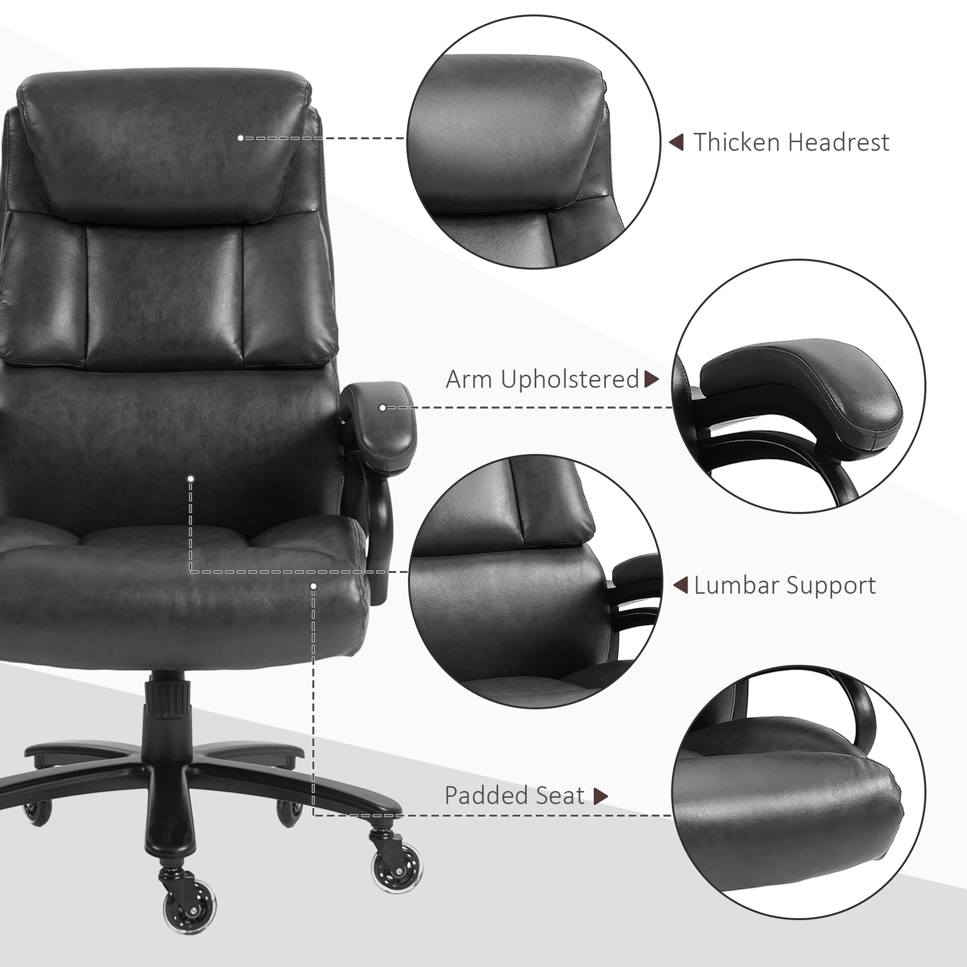 Vinsetto Pu Leather Office Chair For Desk, Big And Tall, 400Lb., Black Black Pu Leather