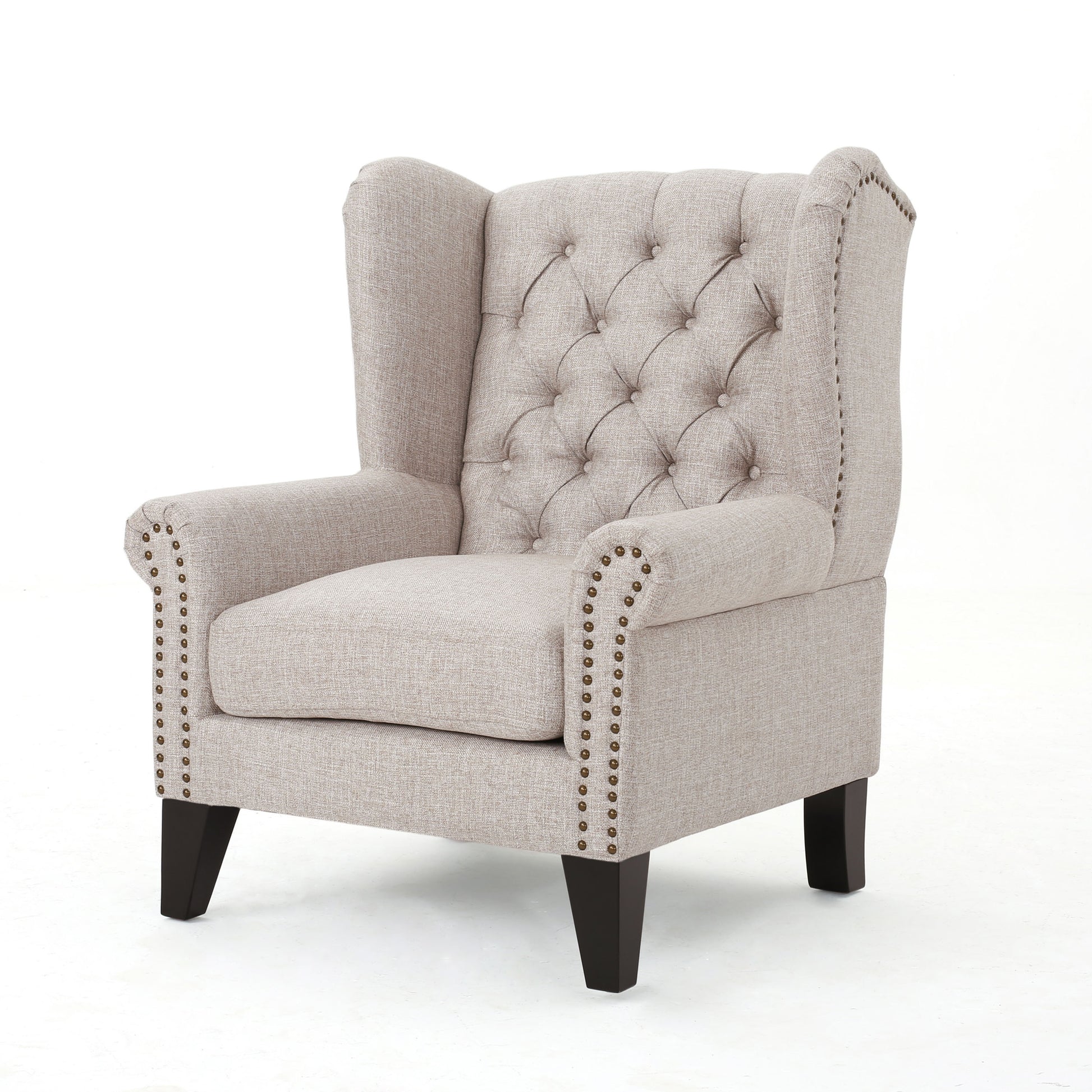Accent Chair Beige Fabric