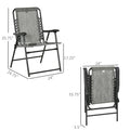 Outsunny Set Of 2 Patio Folding Chairs, Outdoor Bungee Sling Chairs W Armrests, Portable Lawn Chairs For Camping, Garden, Pool, Beach, Backyard, Gray Gray Steel