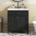 30'' Bathroom Vanity With Top Sink, Modern Bathroom Storage Cabinet With 2 Drawers And A Tip Out Drawer, Single Sink Bathroom Vanity Black Bathroom Solid Wood Mdf