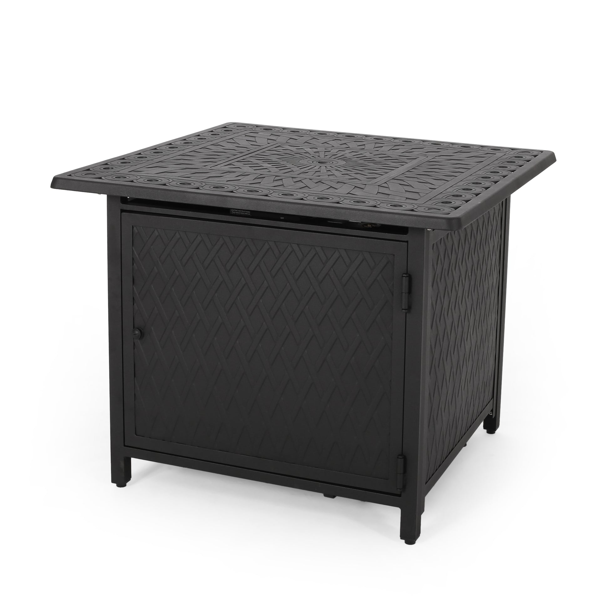 Aspen 32" Square Firepit 37,000 Btu Matt Black Aluminium