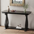 48 Inch Rustic Vintage Console Tablefarmhouse Style Entryway Table With Open Shelf And Sturdy Construction For Entryway And Living Room Black Black Distressed Finish Primary Living Space Antique,Rustic,Vintage Open Storage Console Tables Brushed