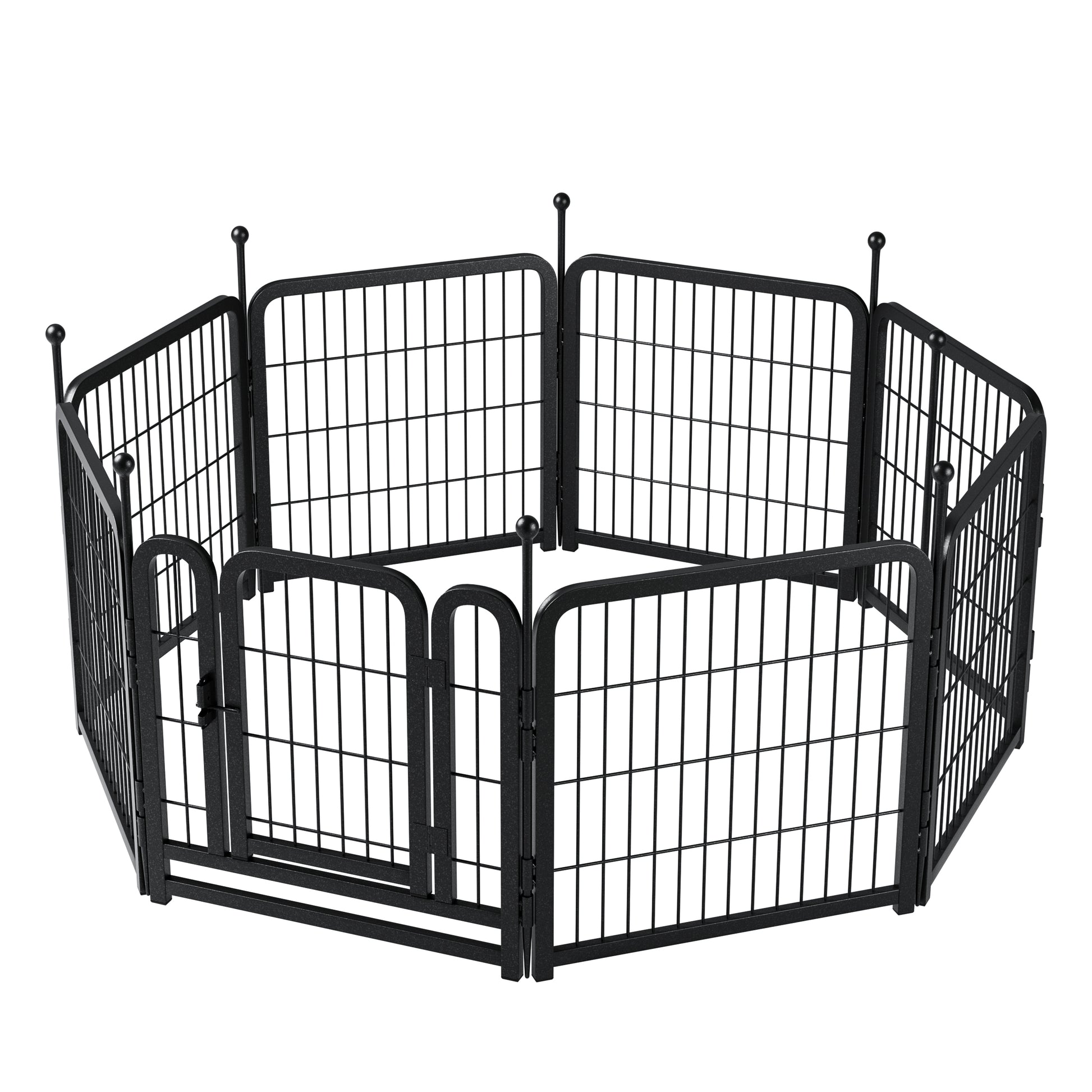 Dog Playpen 8 Panels 24" Height Heavy Duty Dog Fence Puppy Pen For Large Medium Small Dogs Indoor Outdoor Foldable Pet Exercise Pen Black Iron