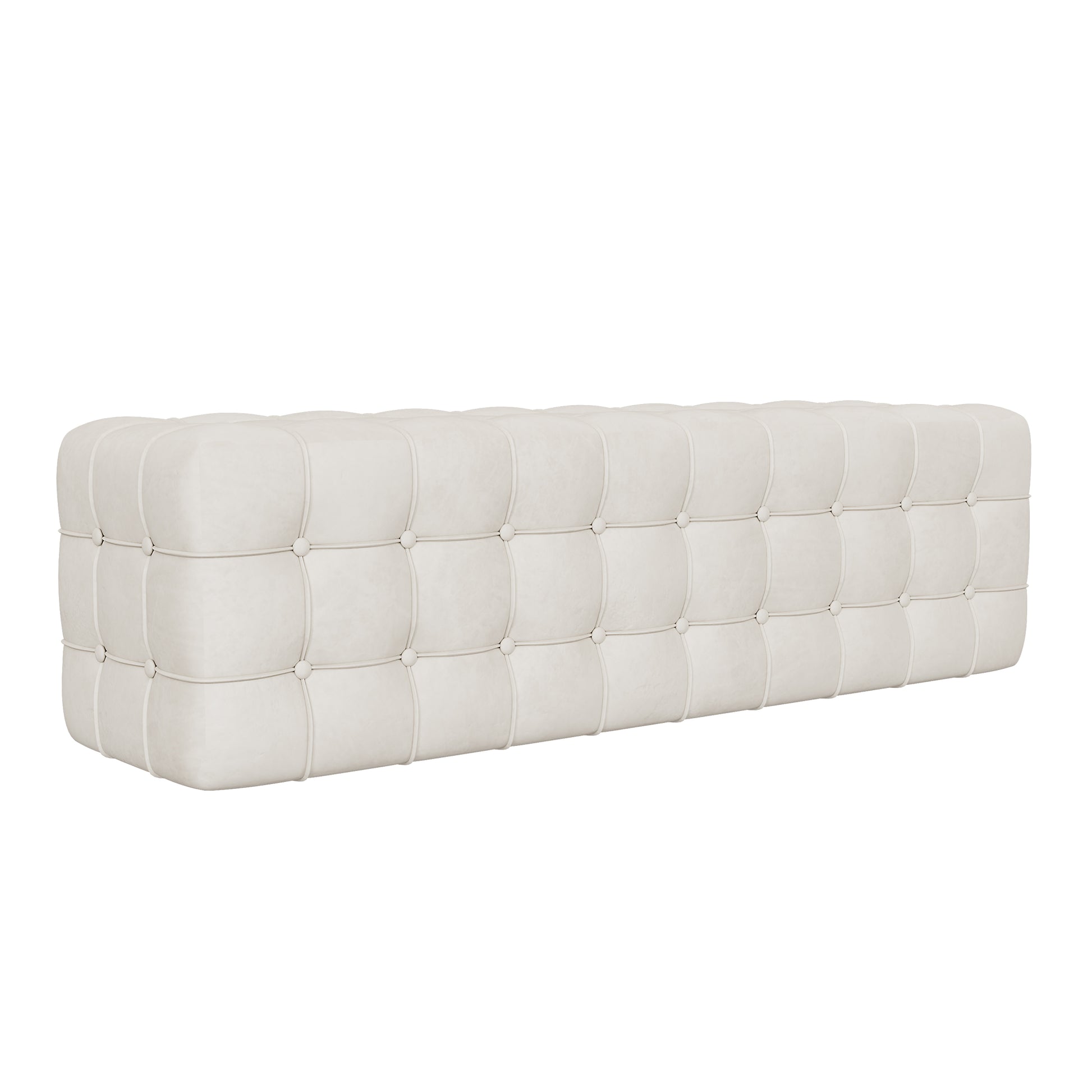 All Covered Velvet Upholstered Ottoman, Rectangular Footstool, Bedroom Footstool, No Assembly Required, Elegant And Luxurious, White White Mdf