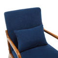 Coolmore Modern Accent Chair, Solid Wood Padding Lounge Armchairs With One Pillow For Living Room, Bedroom, Guest Room Navy Navy Brown Primary Living Space Modern Rubberwood Foam Velvet