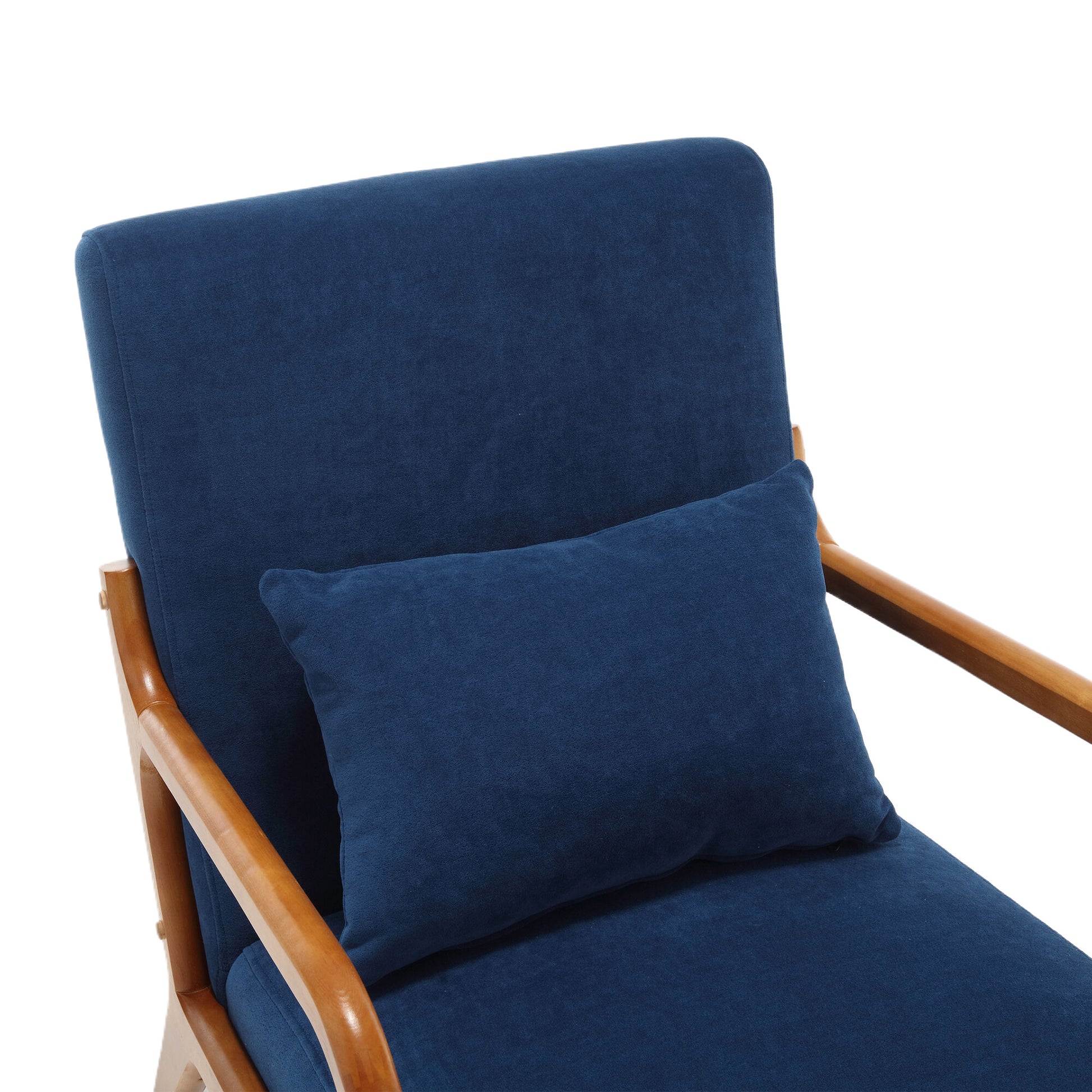 Coolmore Modern Accent Chair, Solid Wood Padding Lounge Armchairs With One Pillow For Living Room, Bedroom, Guest Room Navy Navy Brown Primary Living Space Modern Rubberwood Foam Velvet