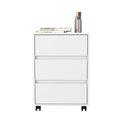 Ibero 3 Drawer Filing Cabinet, Four Casters, Three Drawers, Top Surface, White White Particle Board Particle Board