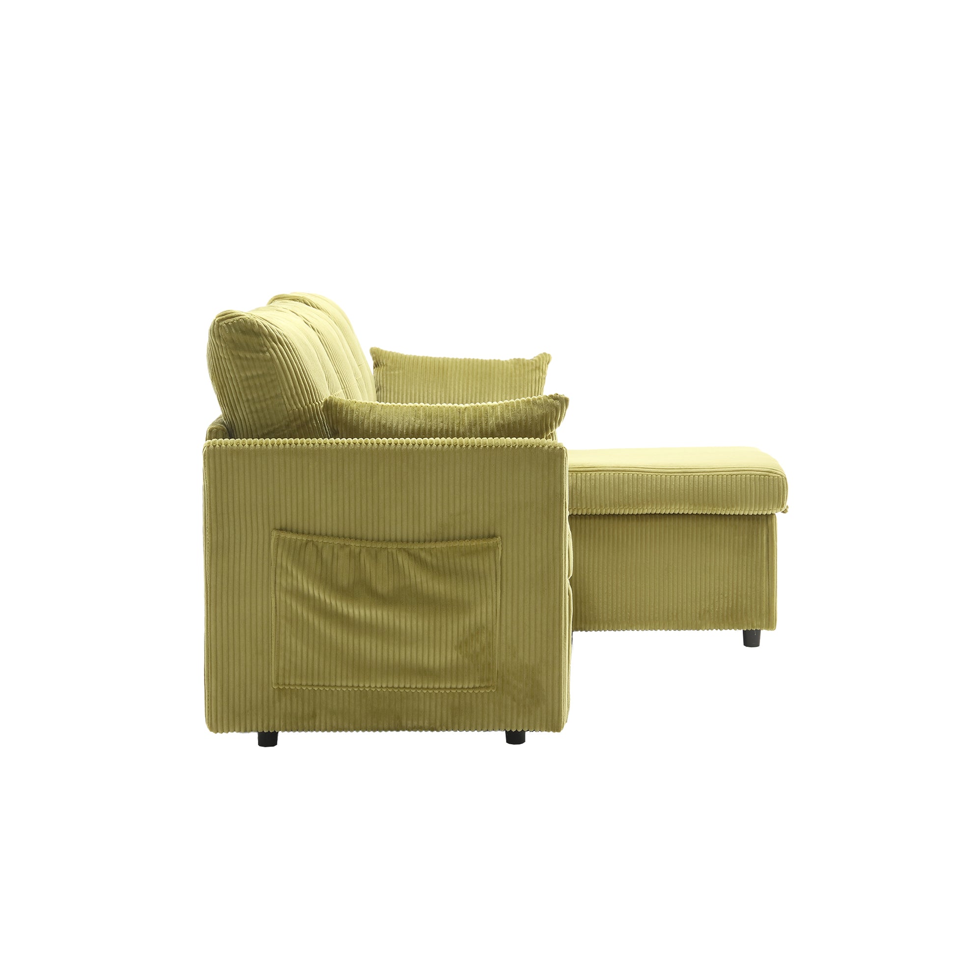 United We Win Furniture, Modular L Shaped Sofa, Modular Long Sofa With Reversible Chaise Lounge, Sofa Bed, Sleeper Sofa, Modular Sofa Combination With Storage Seats. Olive Velvet 3 Seat