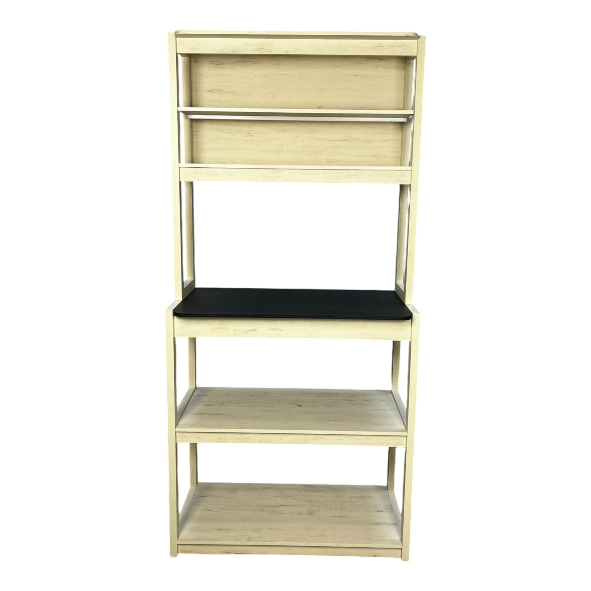31.5" White And Black Color 5 Tier Bakers Rack For Kitchen With Storage, Coffee Bar, Kitchen Shelves, Microwave Stand White Black Particle Board