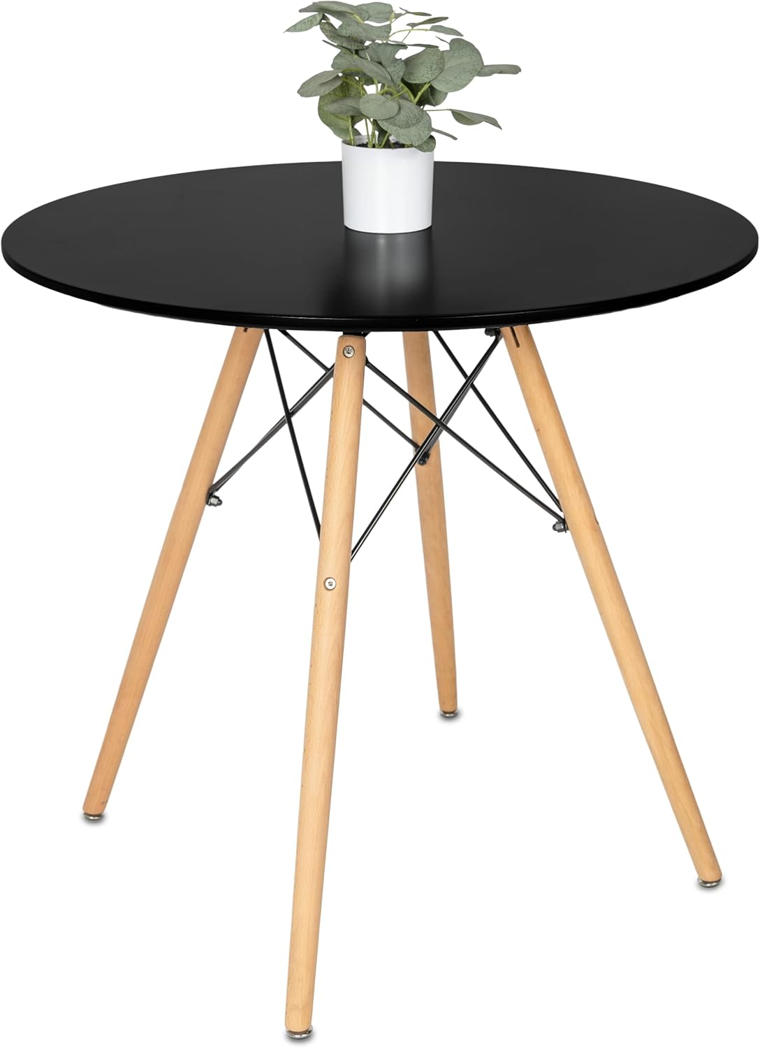 31.5" Round Dining Table Kitchen Table White Dining Table With White Mdf Desktop And Solid Wood Legs .Modern Style Coffee Table Leisure Dining Room Round Table For Kitchen Living Room Black Kitchen Round Mdf