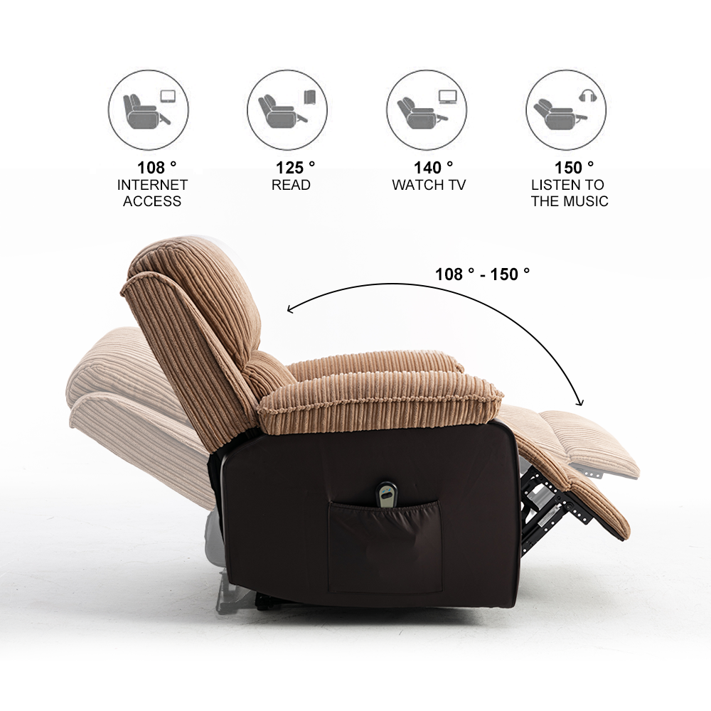 Brown Fabric Recliner Chair Backseat Brown Corduroy