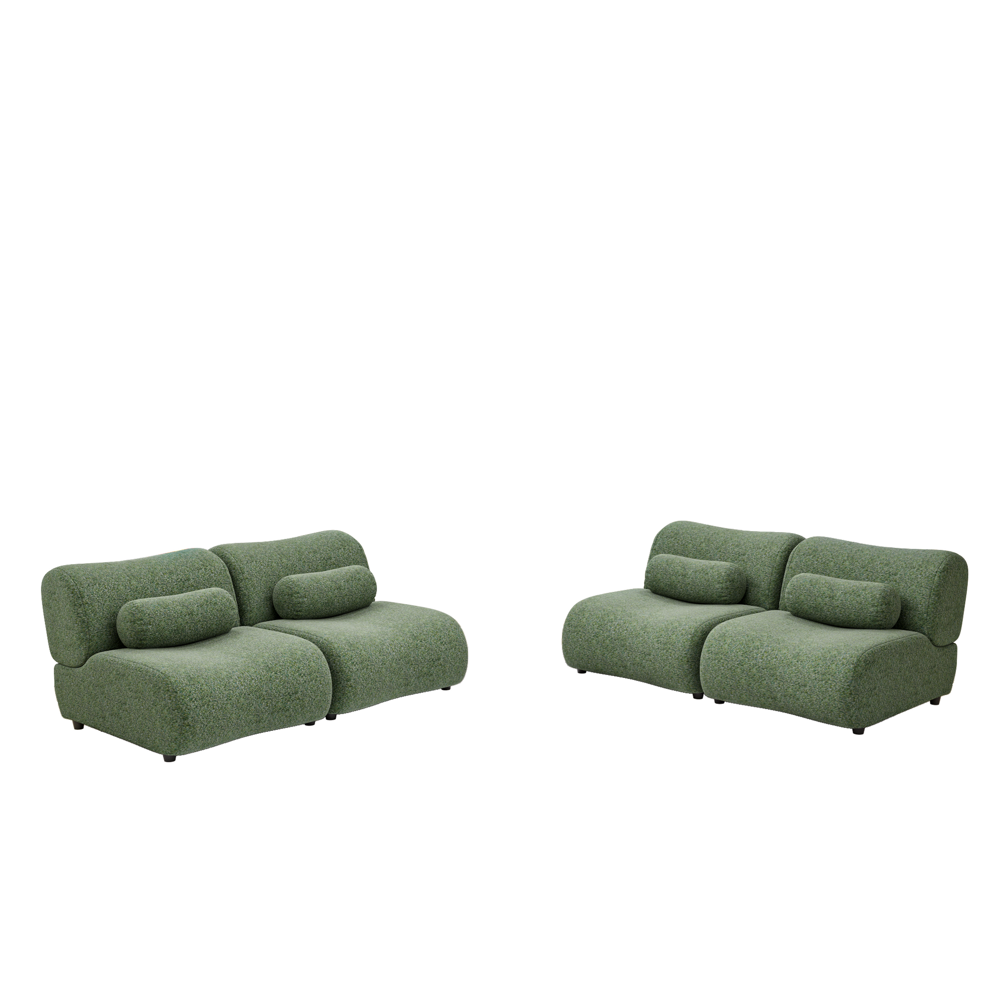 Green Modular Living Room Sofa Stylish Chenille Fabric Sofa With 70 Degree Reclined Backrest And Cylindrical Pillows, Flexible Layout, Multiple Configurations Green Chenille 4 Seat