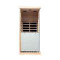 Large Glass Mini Hemlock Sauna With Left Door Opening Natural Wood Metal & Wood