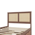 Full Size Wood Storage Platform Bed With 4 Drawers, Rattan Headboard, Espresso Box Spring Not Required Full Antique Espresso Wood Bedroom Bed Frame Wood Rattan